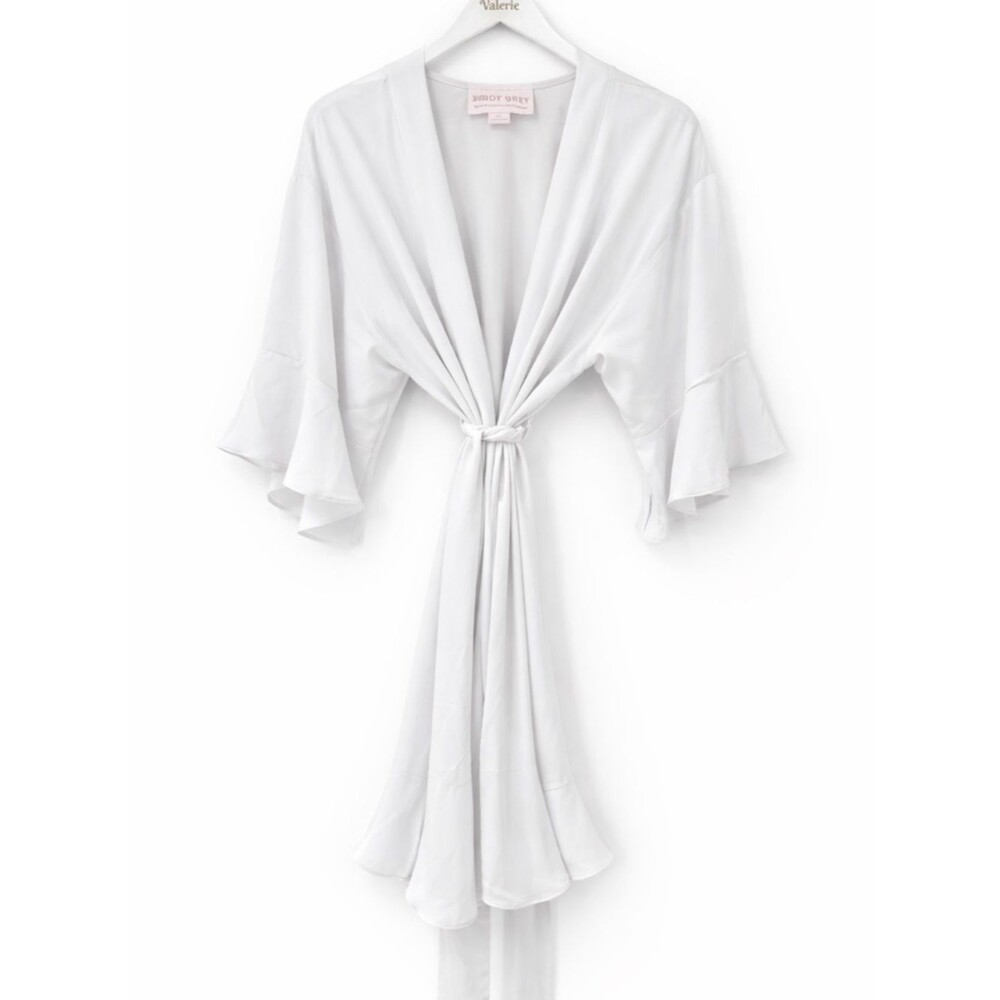 Birdy Grey *Flaw* White Ruffle Robe Bridal Bridesmaid Lounge Size XS/S
